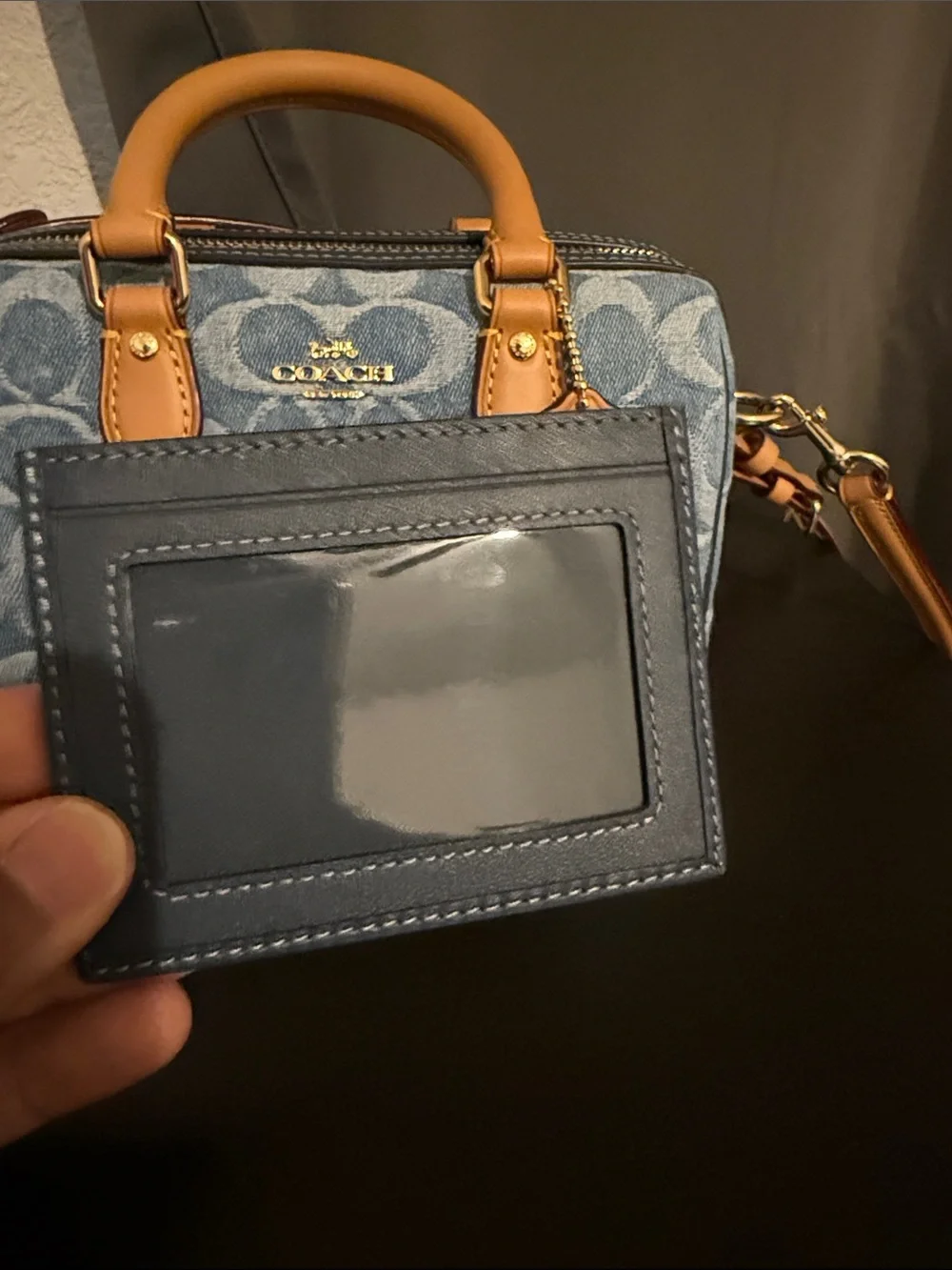 Coach Outlet Mini Rowan Crossbody Bag In Signature Denim & Coach Slim Card Case